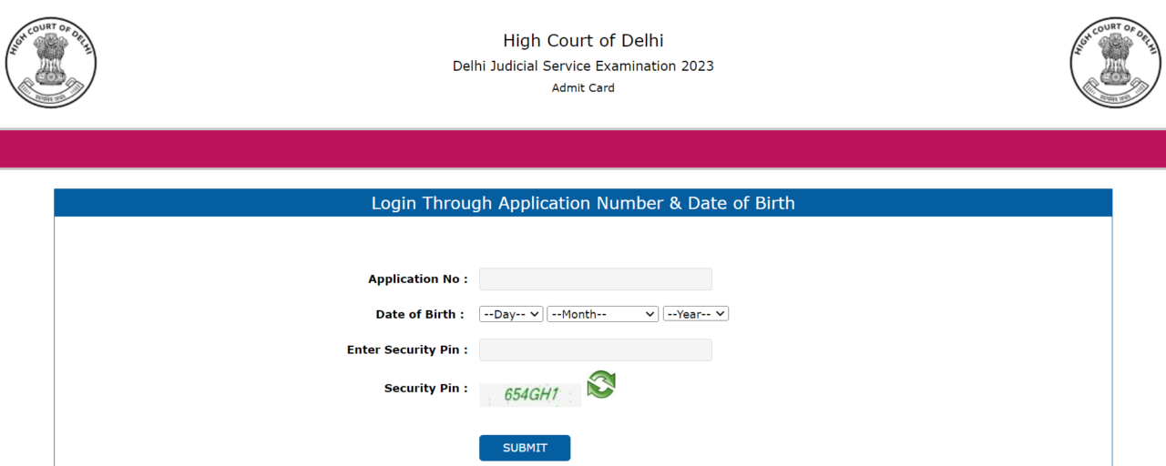 DELHI JUDICIAL SERVICE Recruitment Admit Card