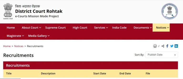 ROHTAK COURT VACANCY 2025